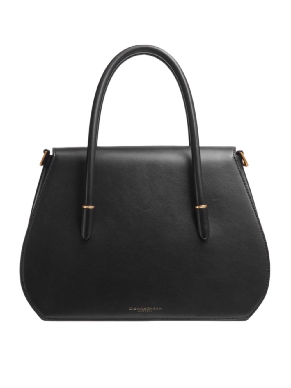 Donna Karan NWT Black BelleRose Leather Flap Satchel Crossbody Bag - Picture 2 of 11